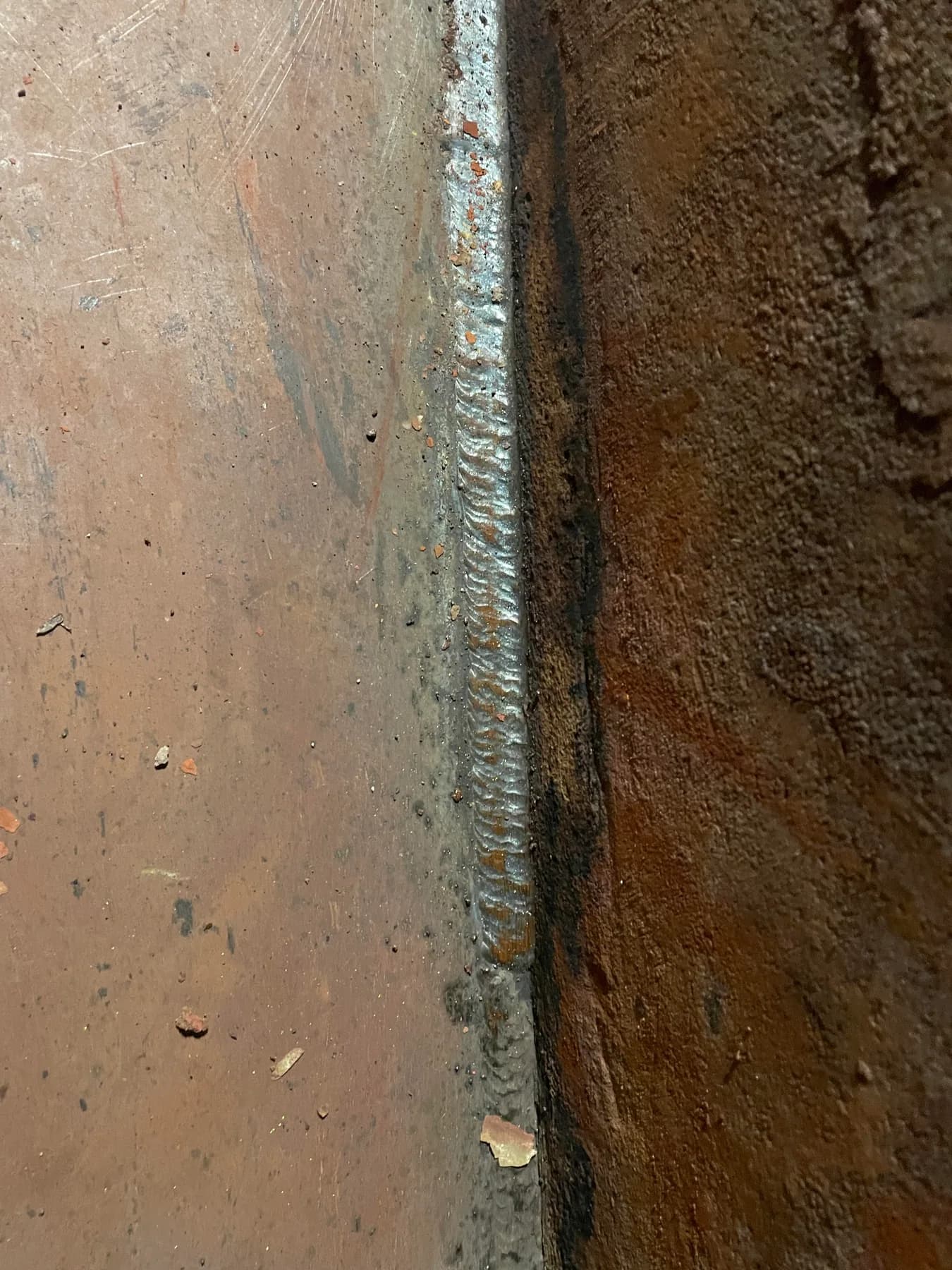 Numbered membrane wall tube welds from the Halmstad boiler repair project - Halmstad Boiler Membrane Wall Repair, Sweden 2024