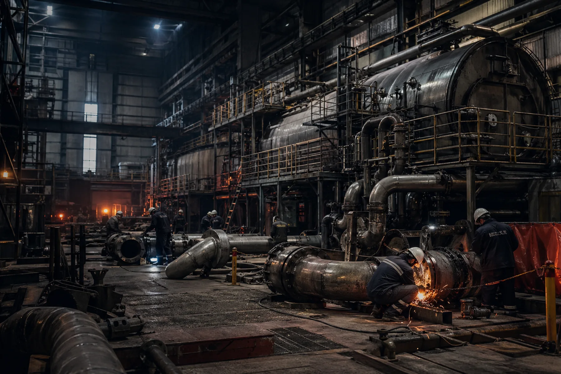 Industrial boiler shutdown and welding maintenance works