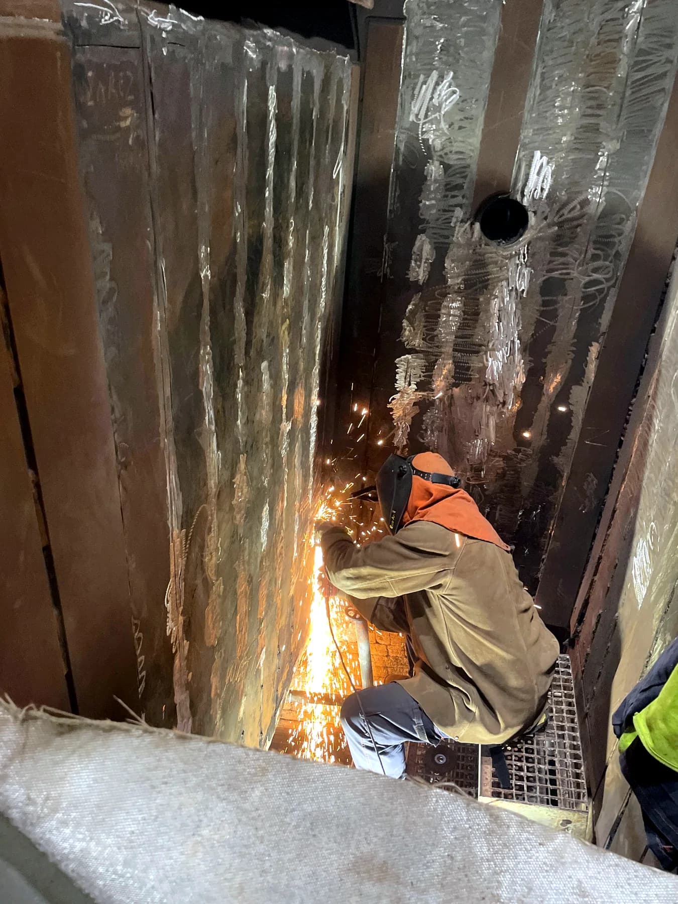 Boiler cutting and repair work inside the OLO Bratislava waste incineration plant - OLO Bratislava Waste Incineration, Slovakia (2024)