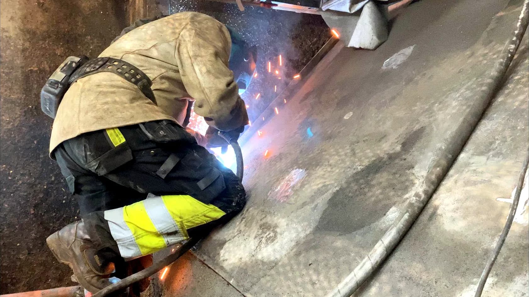 Boiler wall welding work during the SYSAV shutdown in Malmö - SYSAV Boiler Shutdown, Malmö, Sweden (2024)
